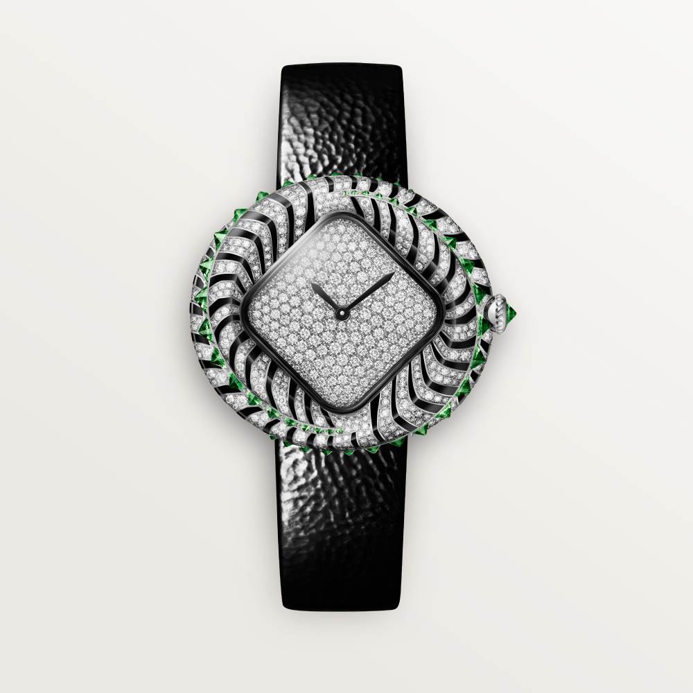 动物高级珠宝腕表  18K镀铑白金 石英