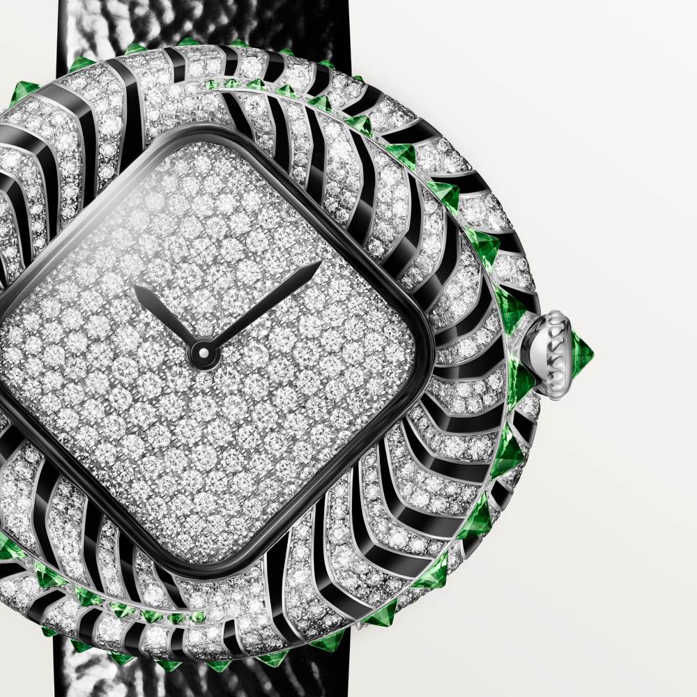 动物高级珠宝腕表  18K镀铑白金 石英