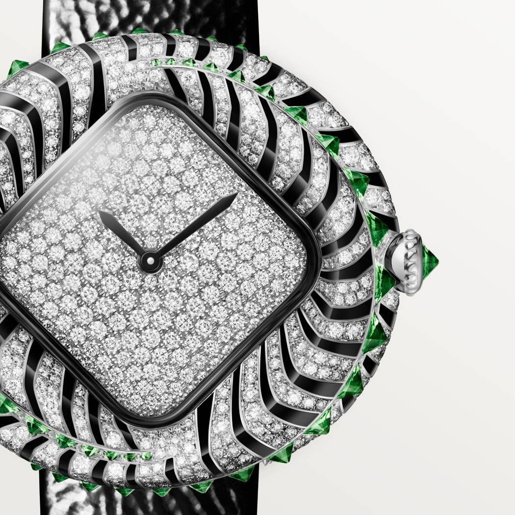 动物高级珠宝腕表  18K镀铑白金 石英