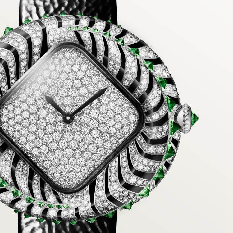 动物高级珠宝腕表  18K镀铑白金 石英