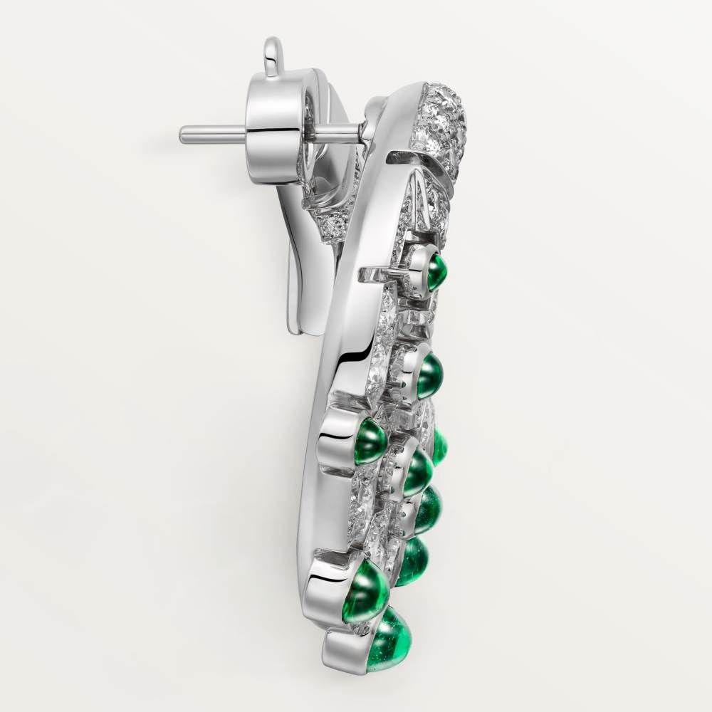 Le Voyage Recommencé圈形耳环，祖母绿，铺镶钻石 18K白金