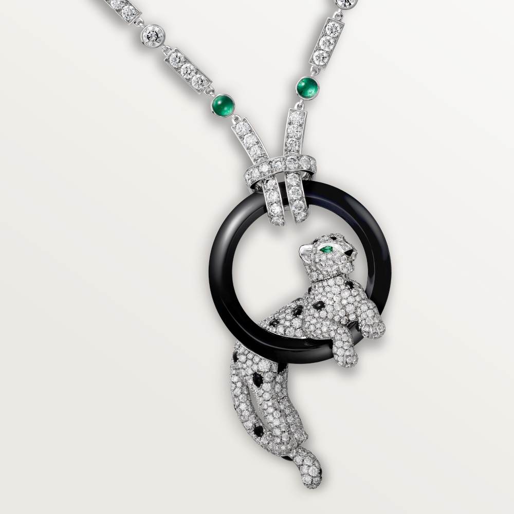 Panthère de Cartier卡地亚猎豹项链，铺镶钻石 18K白金